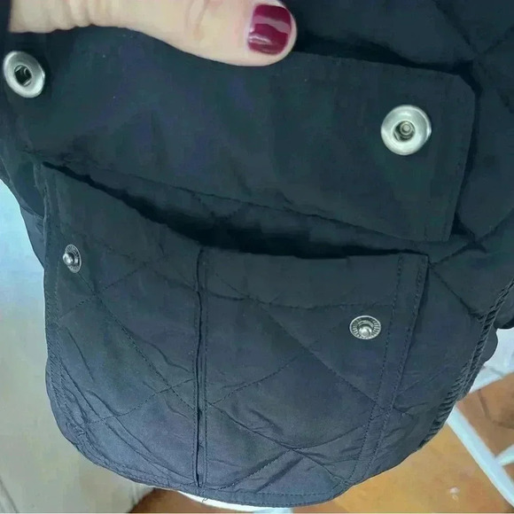 RALPH LAUREN black barn coat vest quilted corduroy trim zip closure pockets M - Picture 6 of 8